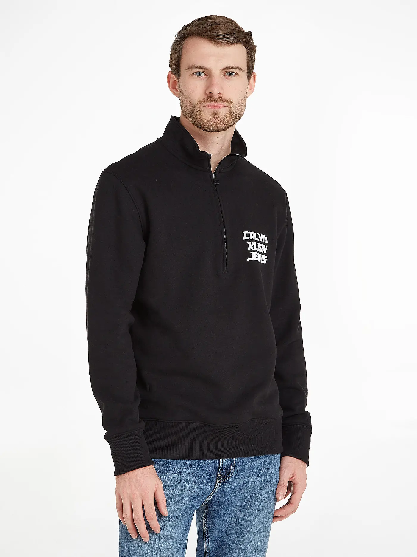 CALVIN KLEIN JEANS | Troyer Sweater | schwarz
